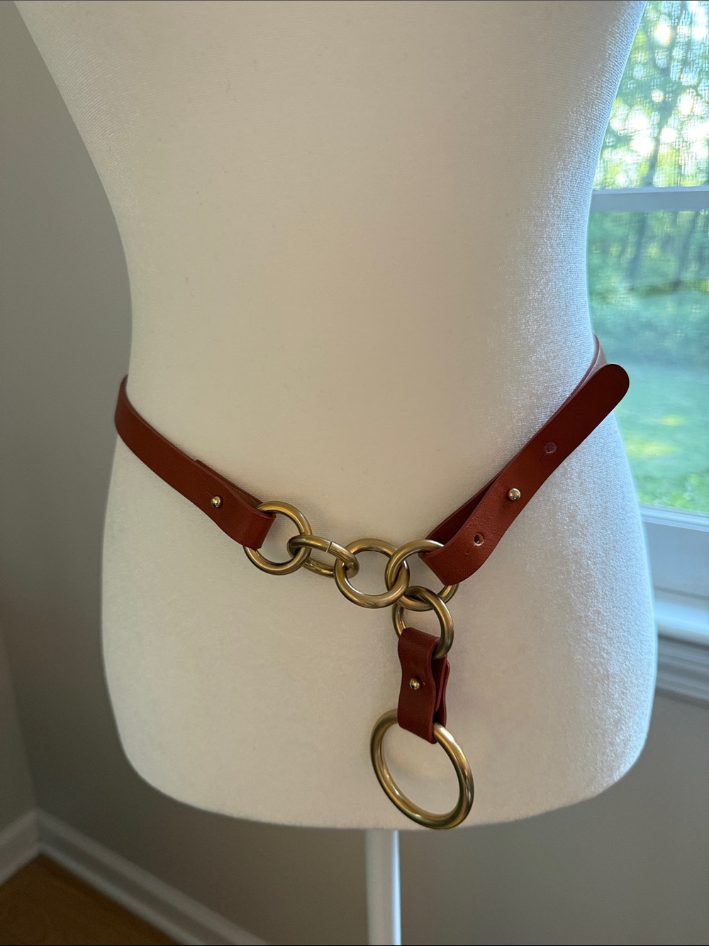 FURLA Gold Ring Equestrian-inspired Belt Made in Italy 🇮🇹 Size XS
